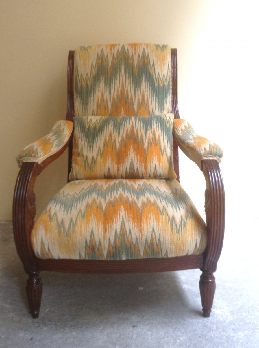 Beautiful Armchair In Solid Walnut Ep XVlll Century-photo-2