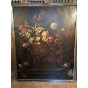 Grande Huile Sur Toile Nature Morte Epxvii Siecle