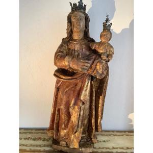 Wooden Sculpture Madonna With Child 17th Century