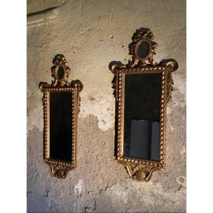 Paire De Miroirs Sculpte’s Et Dore’s De La Fin Du 19e’me Siecle