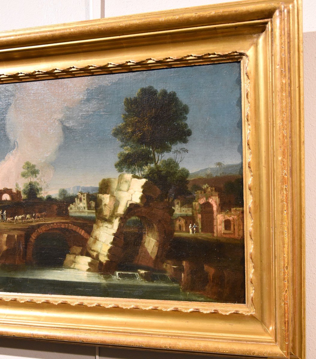 Paolo Anesi (Rome 1697 - 1773), Paysage Du Latium Avec Le Tibre Et Un Arc En Ruine-photo-3