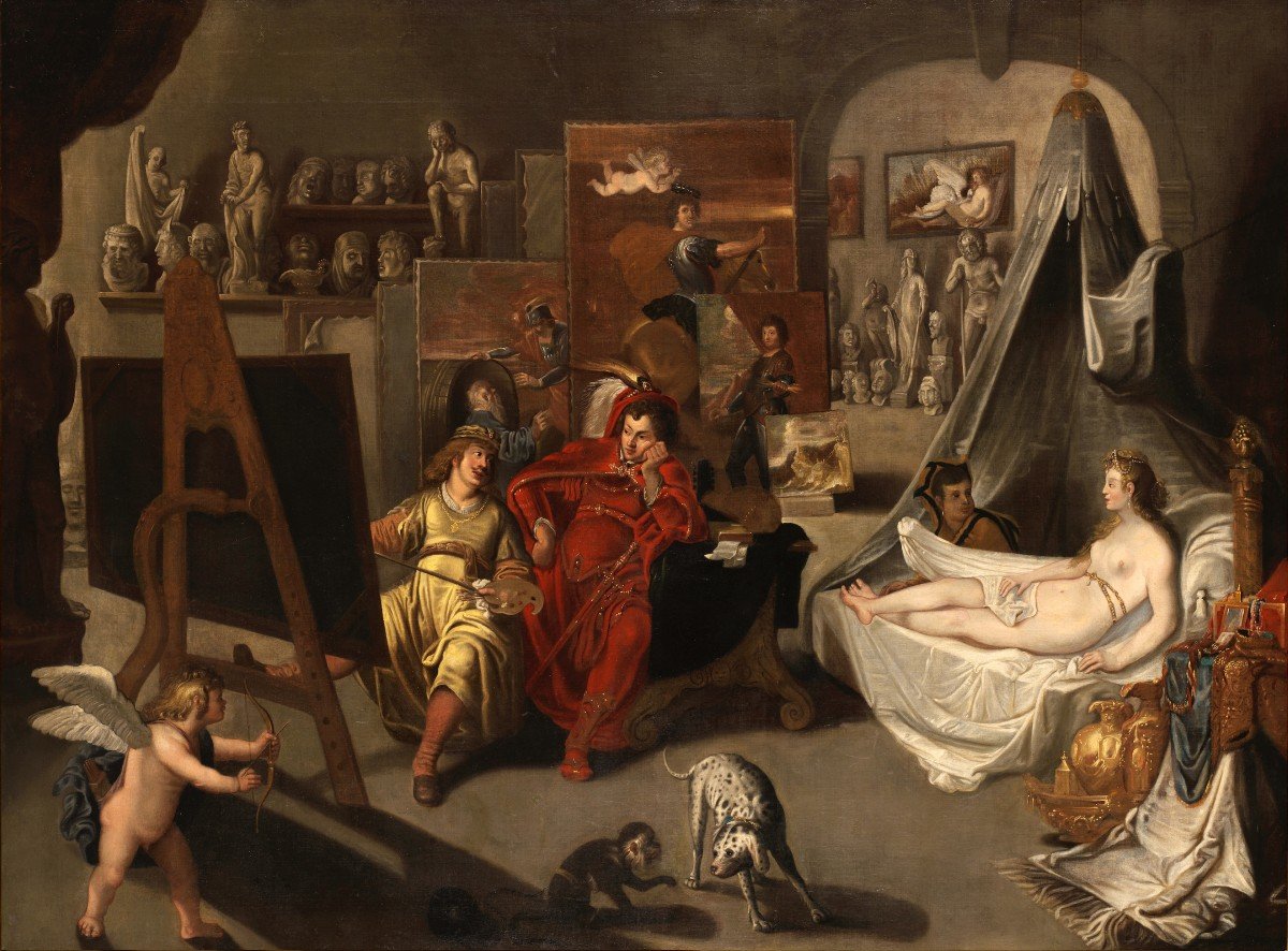 Balthasar Van Den Bossche (1681 -1715), Alexandre Le Grand Dans l'Atelier Du Peintre Apelles