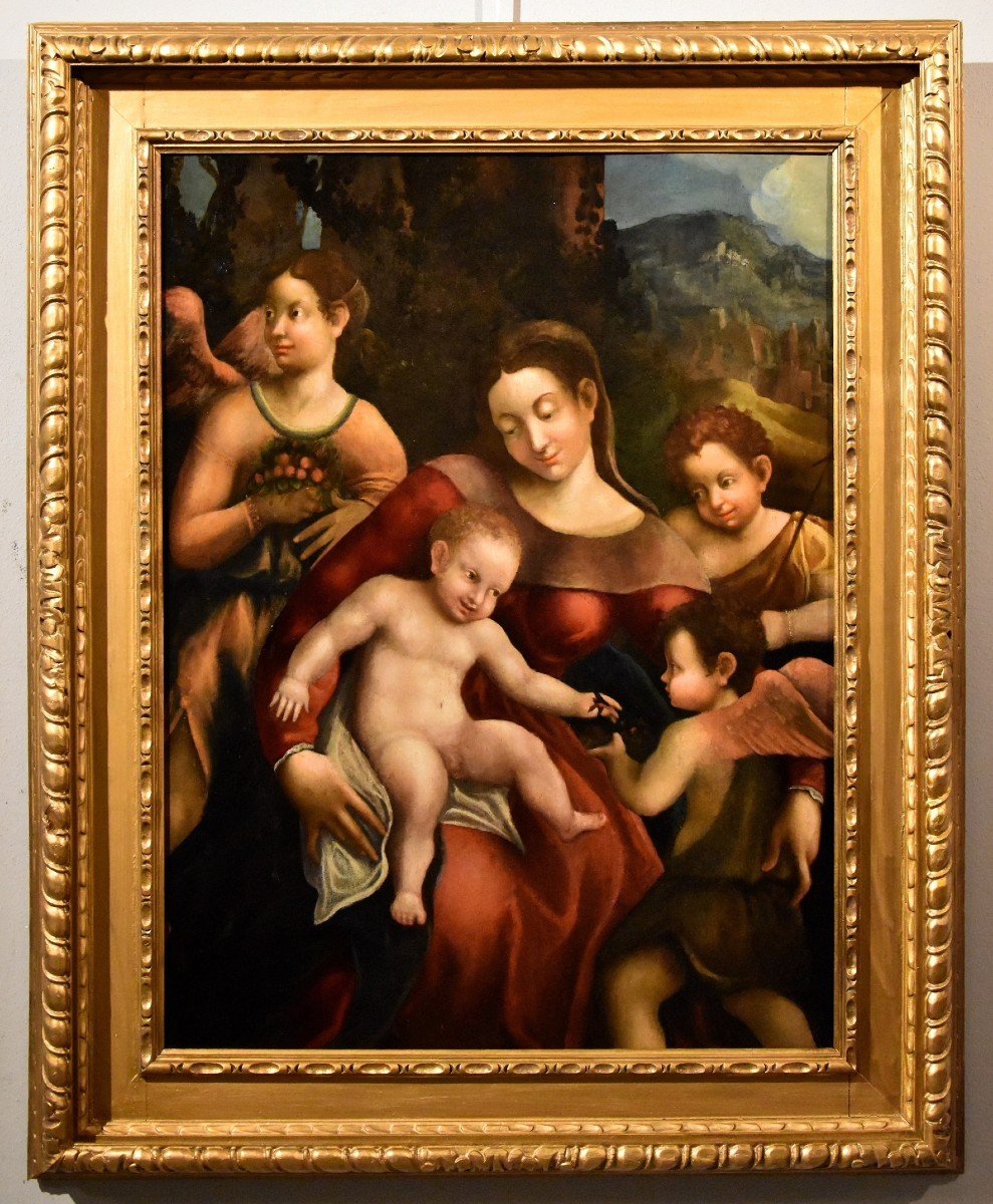 Pomponio Allegri (correggio 1522 - Parme 1593), Vierge à l'Enfant, Deux Anges Et Jean-baptiste-photo-2