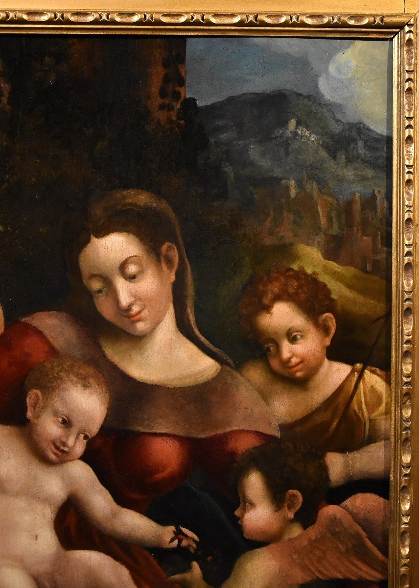 Pomponio Allegri (correggio 1522 - Parme 1593), Vierge à l'Enfant, Deux Anges Et Jean-baptiste-photo-1