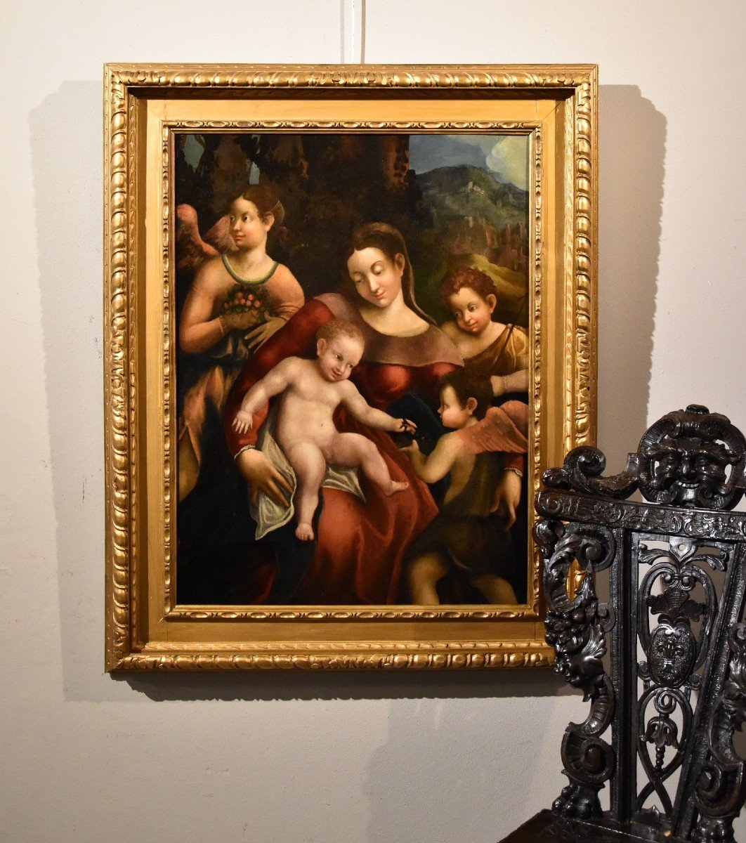 Pomponio Allegri (correggio 1522 - Parme 1593), Vierge à l'Enfant, Deux Anges Et Jean-baptiste-photo-6