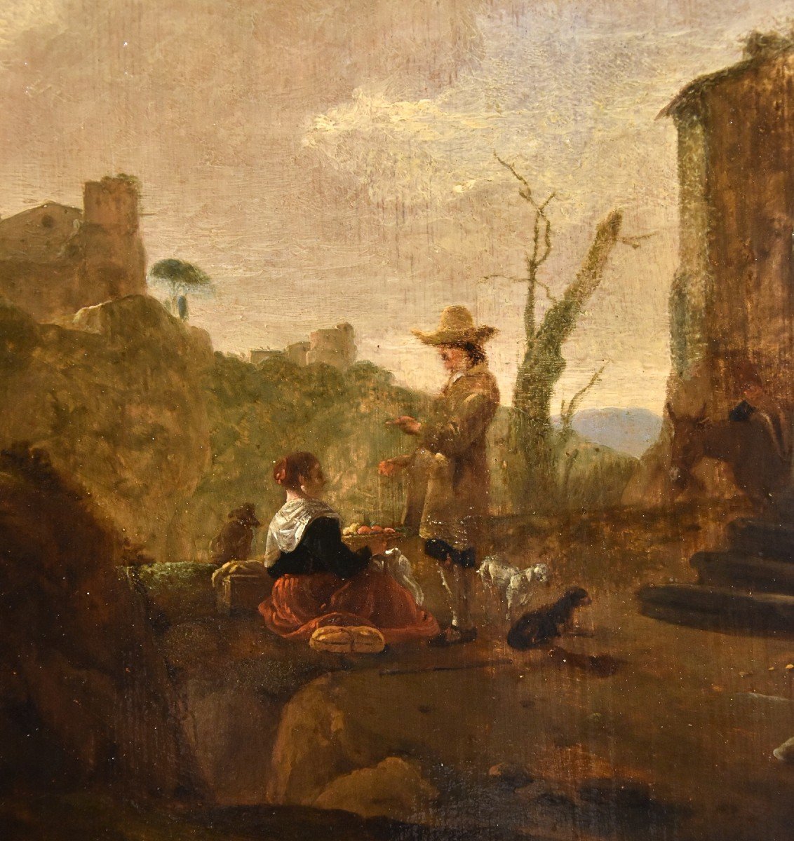 Thomas Wijck (1616 - 1677), Roman Landscape With Washerwomen And Apple Merchant-photo-4