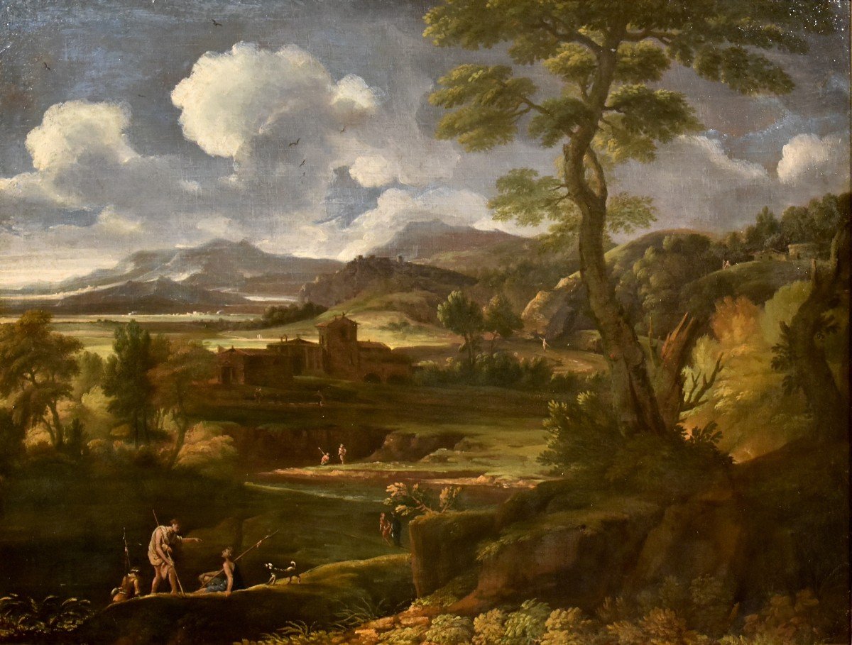 Jan Frans Van Bloemen (anvers 1662 - Rome 1749), Paysage Arcadien Avec Personnages-photo-1