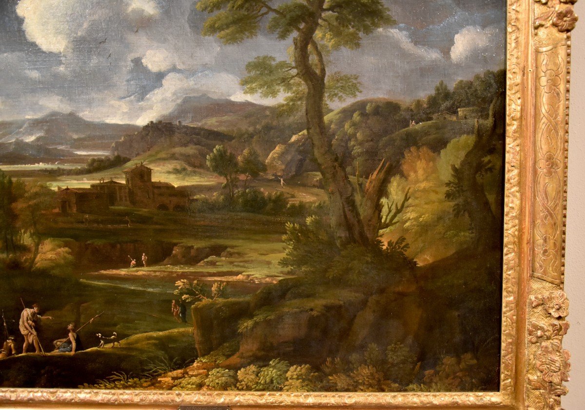 Jan Frans Van Bloemen (anvers 1662 - Rome 1749), Paysage Arcadien Avec Personnages-photo-4