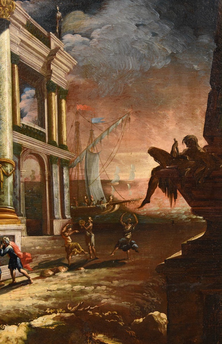Vue Côtière Avec Caprice Architectural, Jacob Ferdinand Saeys (anvers 1658 - Vienne 1726)-photo-4