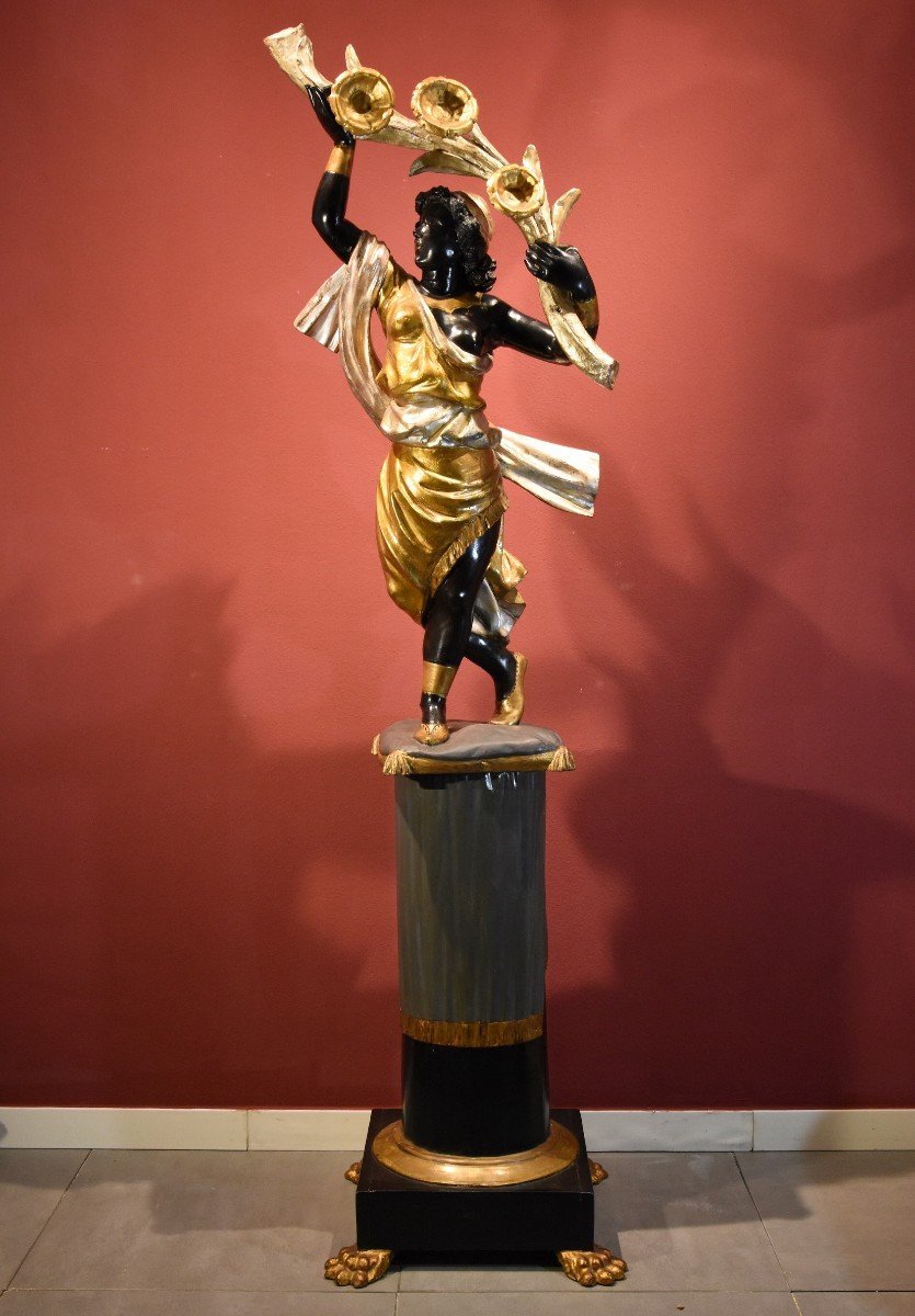 Antique Sculpture Of A Female Moor, Venice 19th Century