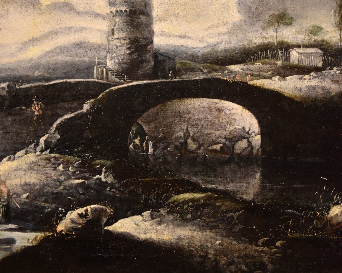 Paysage d'Hiver Fantastique Avec Pont, Hans De Jode (la Haye 1630 - Vienne 1663)-photo-1