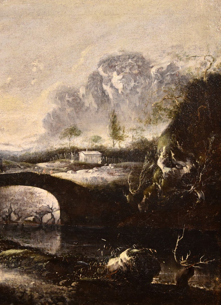 Paysage d'Hiver Fantastique Avec Pont, Hans De Jode (la Haye 1630 - Vienne 1663)-photo-2