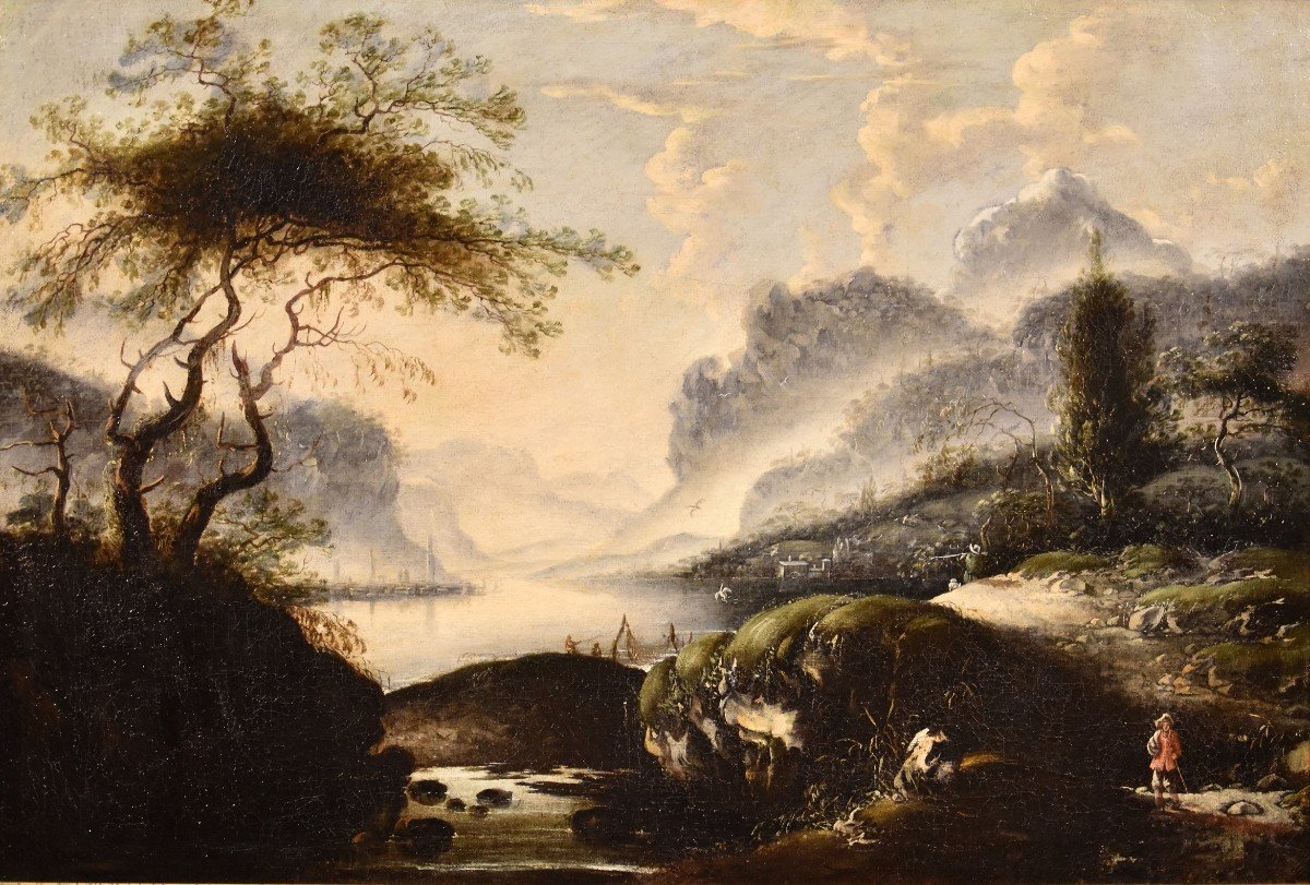 Hans De Jode (la Haye 1630 - Vienne 1663), Paysage d'Hiver Avec Lac Et Ville Sur Les Rives-photo-2