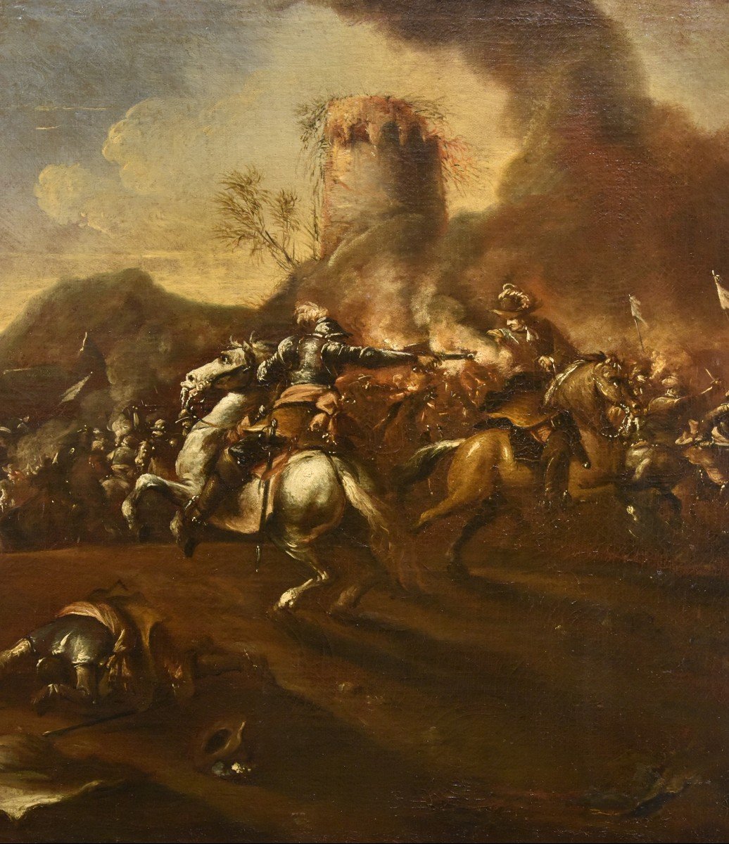 Battle With Clash Of Horsemen, Francesco Graziani (active In Naples/rome, 17th Century)-photo-1