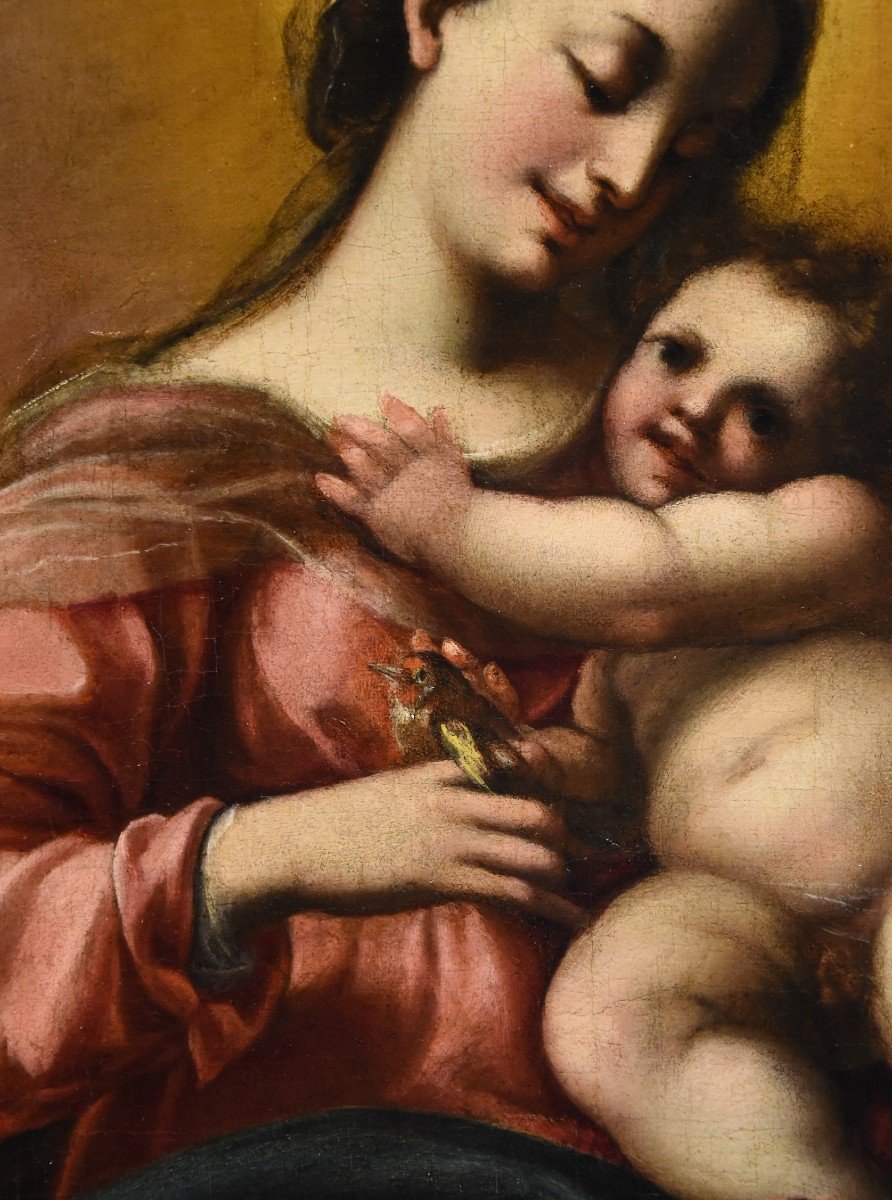 Jacopo Confortini (florence 1602-1672) , Madone Et Enfant Avec Deux Anges-photo-4