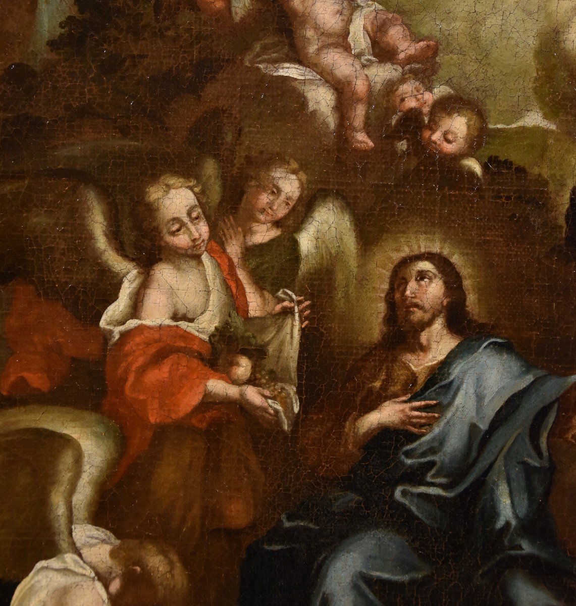 Christ Entouré d'Anges Dans Le Désert, Pietro Da Cortona (cortone 1597 - Rome 1669) Cercle De -photo-4