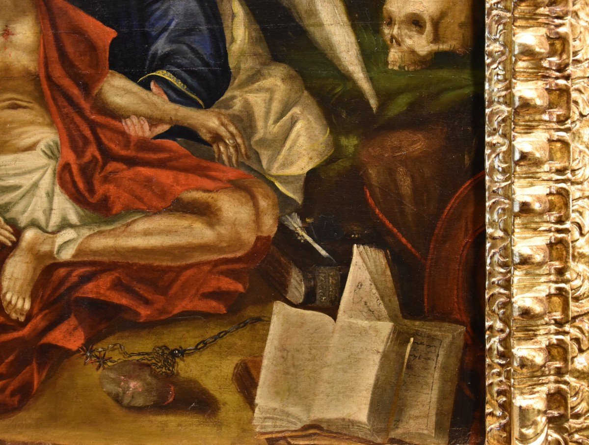 Saint Jérôme Soutenu Par Deux Anges, Peintre Vénitien Début Du XVIIe Siècle-photo-4