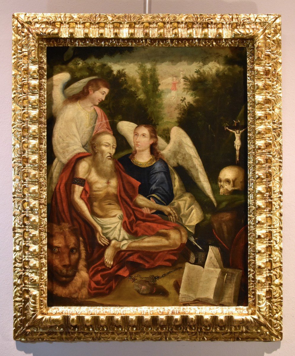 Saint Jerome Supported By Two Angels, Early 17th Century Venetian Painter