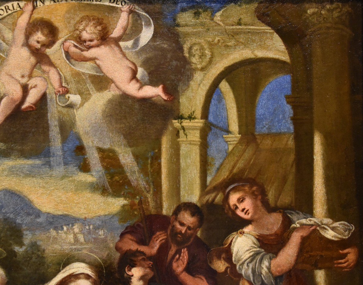 Nativité Avec Adoration Des Bergers, Giacinto Gimignani (Pistoia, 1606 - Rome, 1681) Atelier De-photo-2