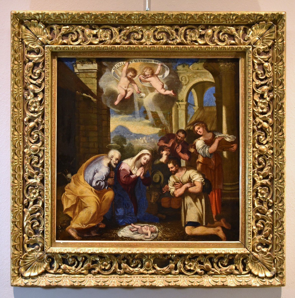 Nativité Avec Adoration Des Bergers, Giacinto Gimignani (Pistoia, 1606 - Rome, 1681) Atelier De