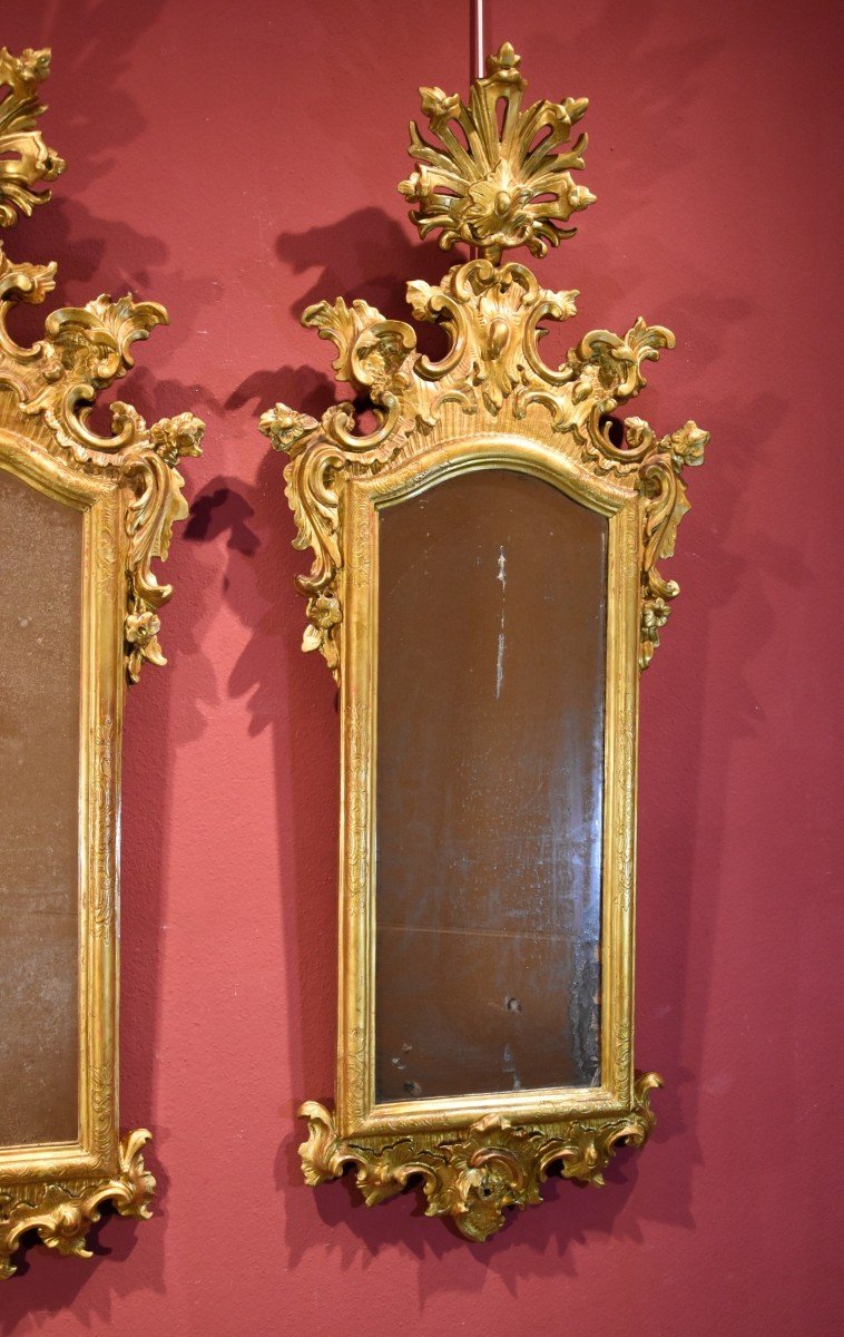 Pair Of Mirrors (italy, Venice) 18th Century (height Cm. 130)-photo-3