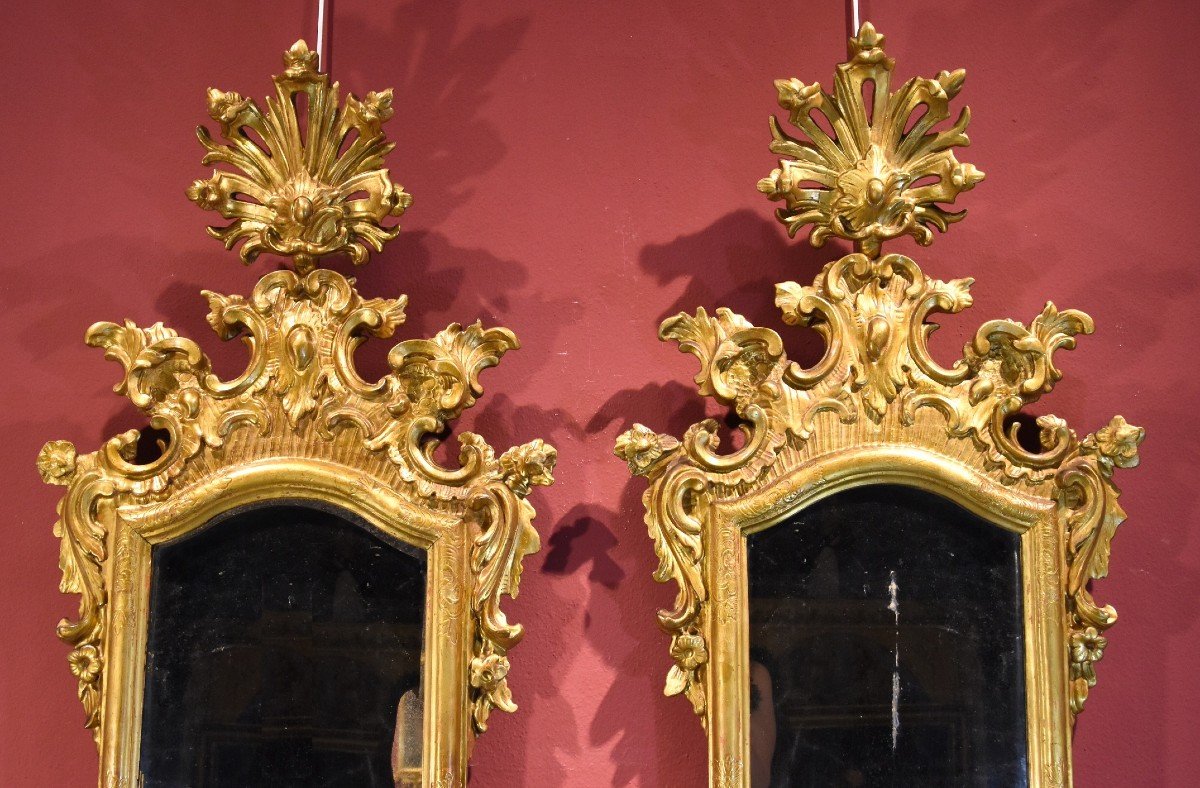 Pair Of Mirrors (italy, Venice) 18th Century (height Cm. 130)-photo-4