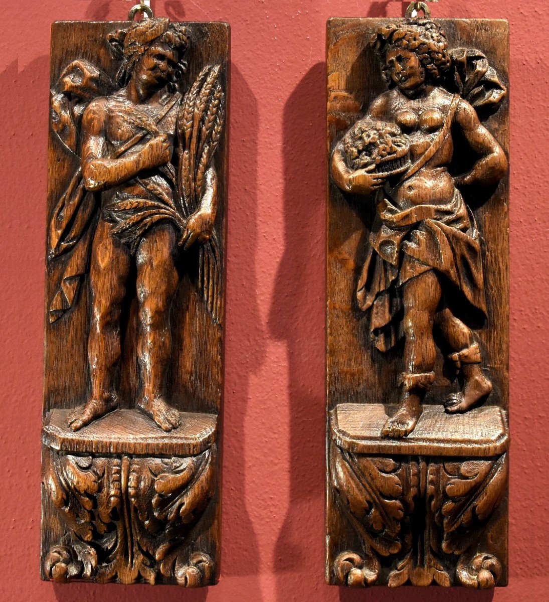 Pair Of Bas-reliefs Allegory Of Spring And Autumn, Flemish Sculptor Of The 17th Century