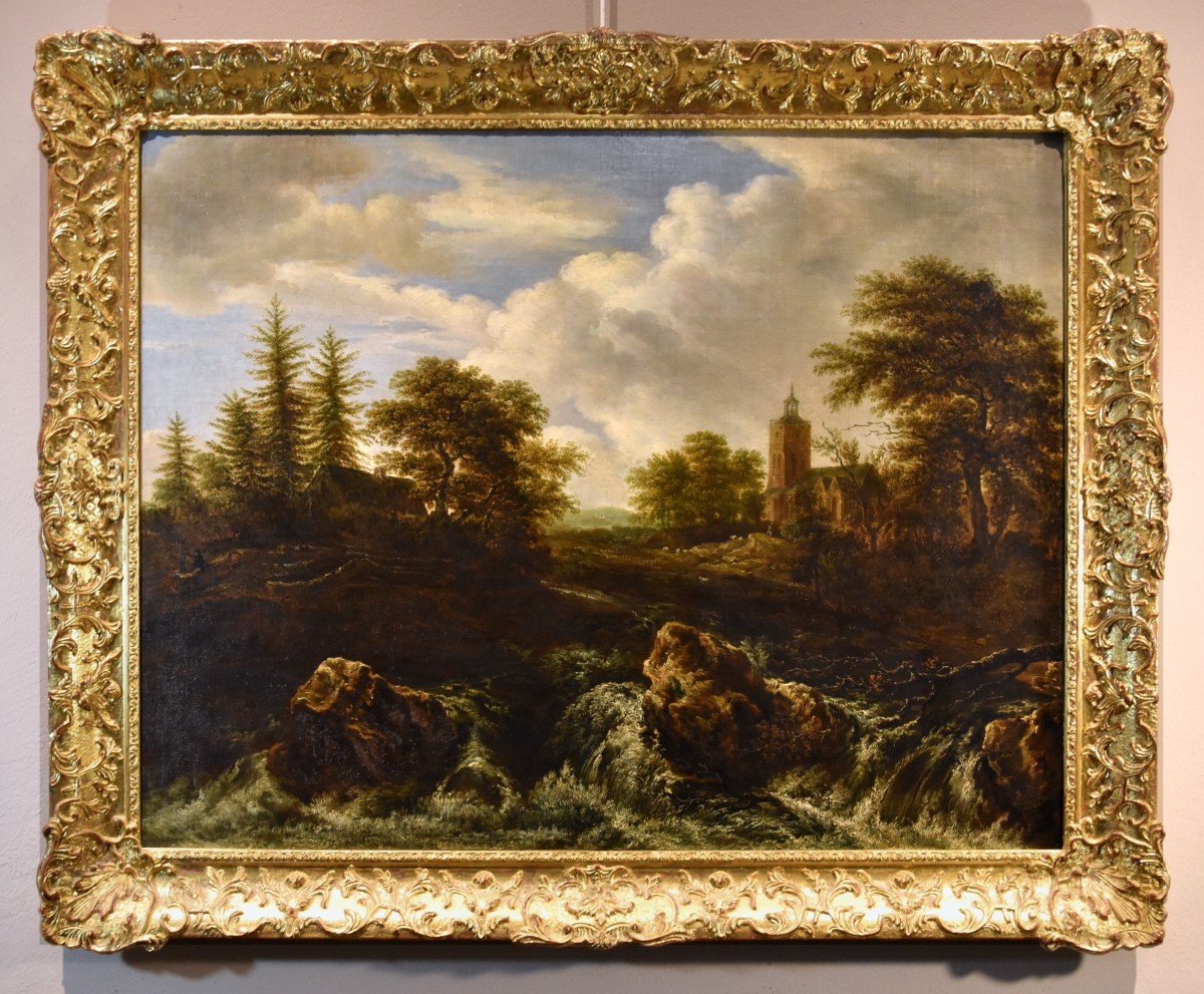 Wooded Landscape With Waterfall, Jacob Van Ruisdael (haarlem 1628-amsterdam 1682) Attributable