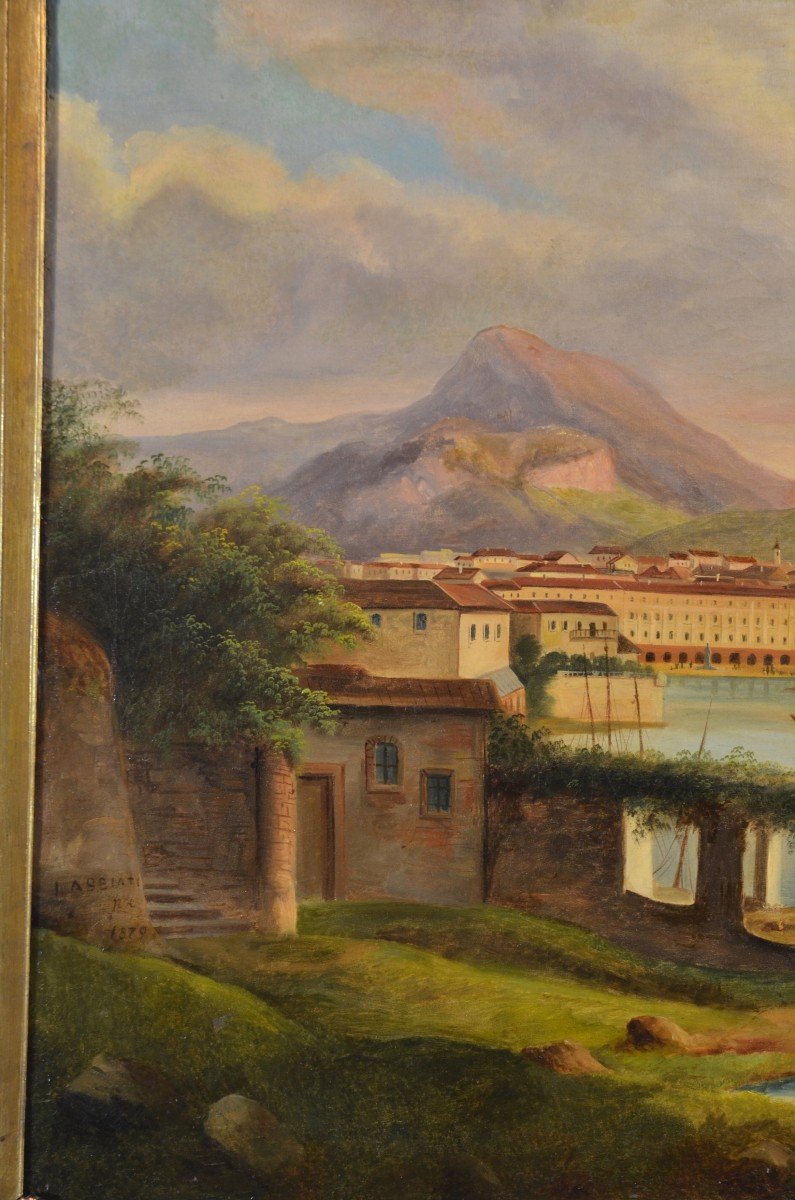 19th Century Italian Vedutist Painter, View From Riva Del Garda-photo-2