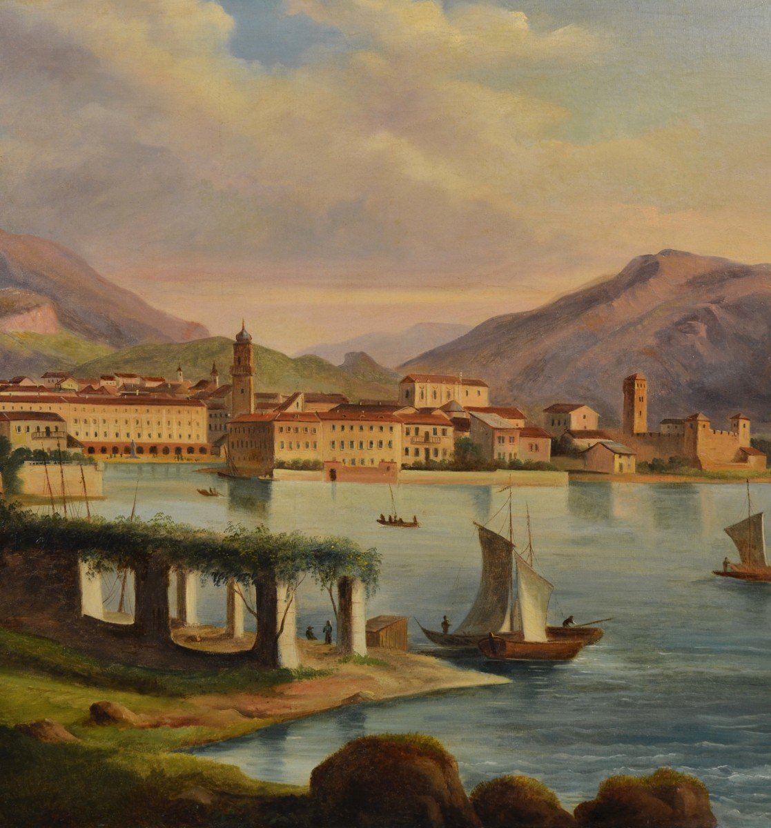 19th Century Italian Vedutist Painter, View From Riva Del Garda-photo-7