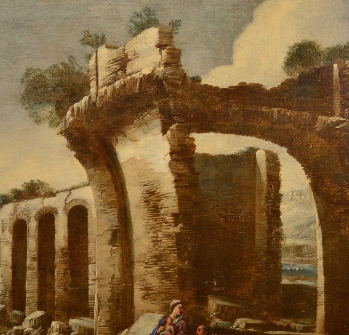 Antonio Travi Dit 'sestri' (gênes 1608 - 1665), Paysage Avec Ruines Et Scène Biblique-photo-4