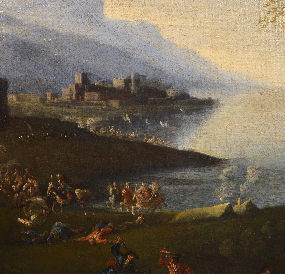 Pandolfo Reschi (1643-1699), Paysage Côtier Avec Ville Fortifiée, Château Et Scène De Bataille-photo-7