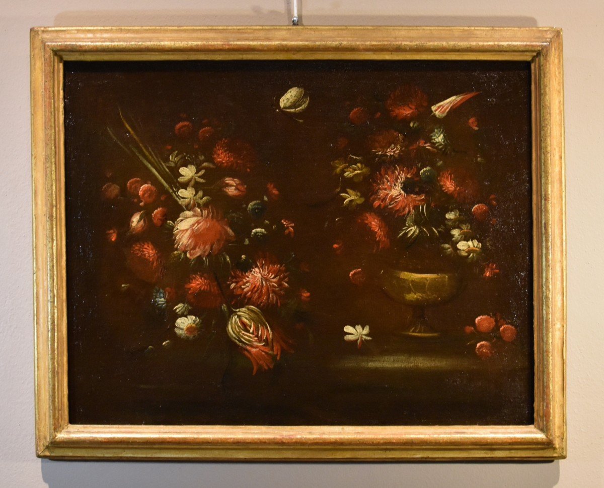 Margherita Caffi (Crémone 1647 - Milan 1710) Cercle  Paire De Natures Mortes De Fleurs-photo-2