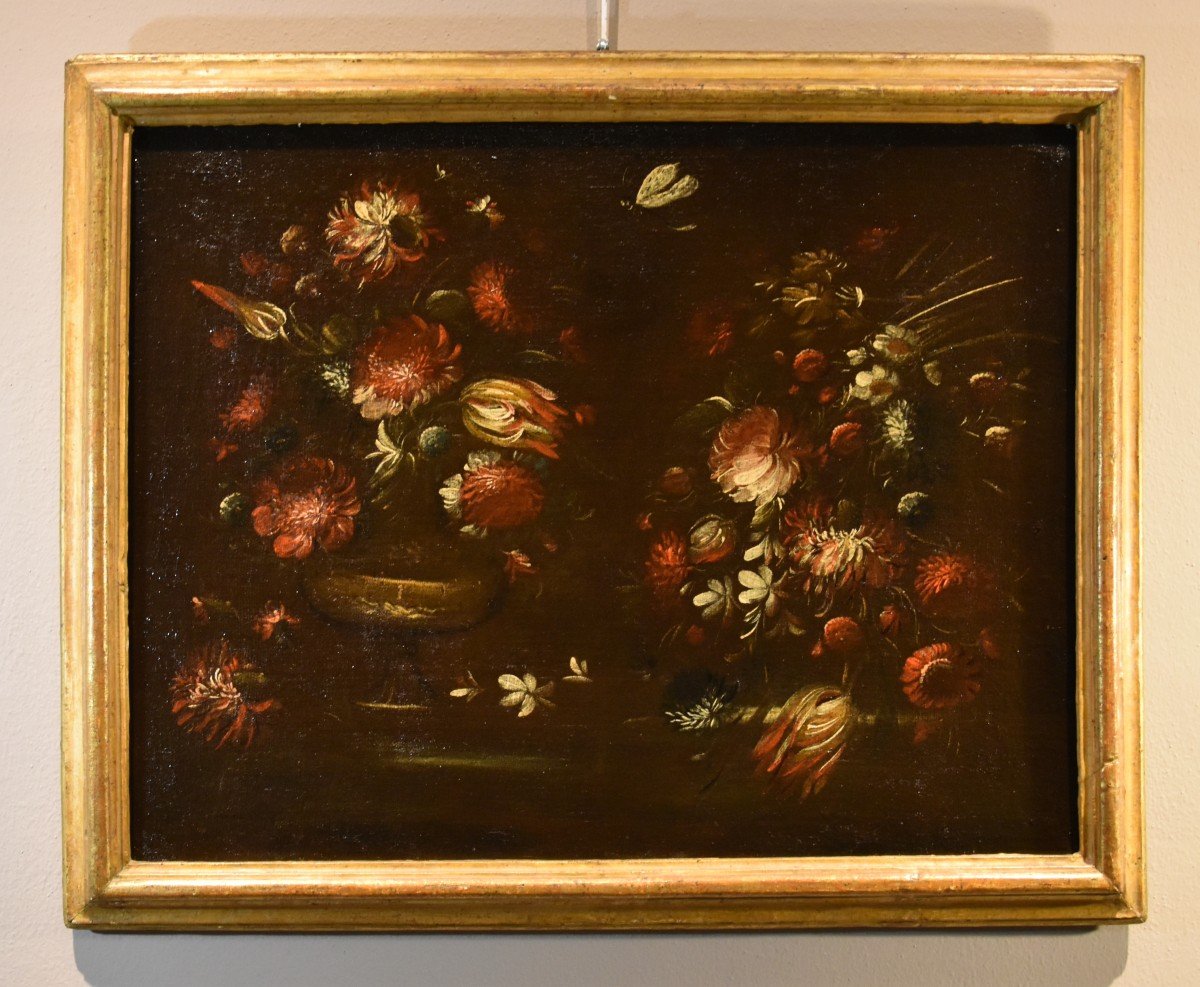 Margherita Caffi (Crémone 1647 - Milan 1710) Cercle  Paire De Natures Mortes De Fleurs-photo-3