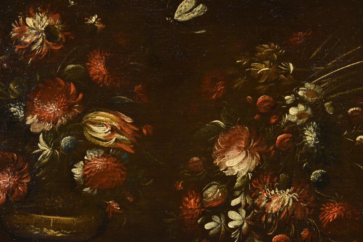 Margherita Caffi (Crémone 1647 - Milan 1710) Cercle  Paire De Natures Mortes De Fleurs-photo-4