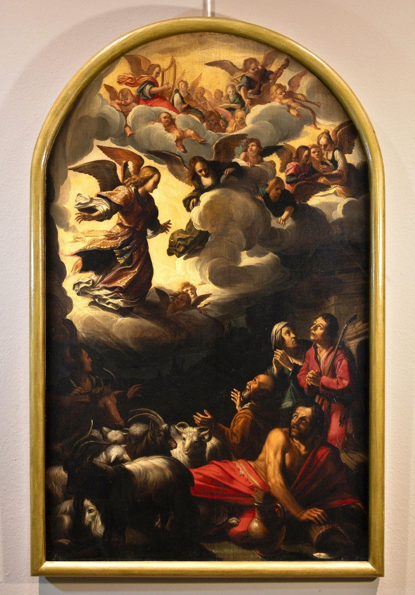 The Announcement To The Shepherds, Jacques Waben  (alkmaar Ca. 1575-1641/1642 Hoorn)  Signed In-photo-2