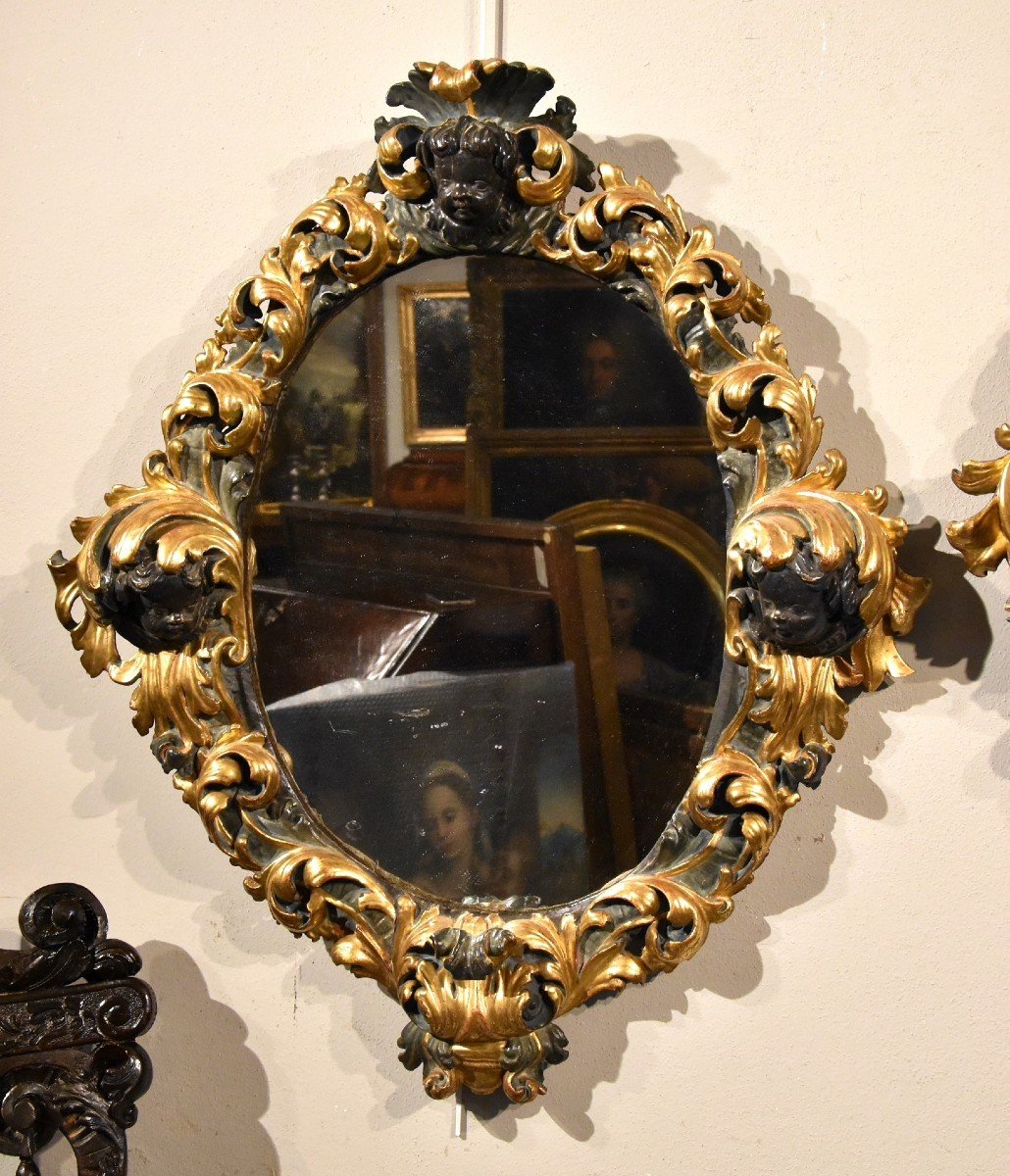 Paire De Grands Miroirs Baroques, Rome Fin XVIIe Siècle -photo-4