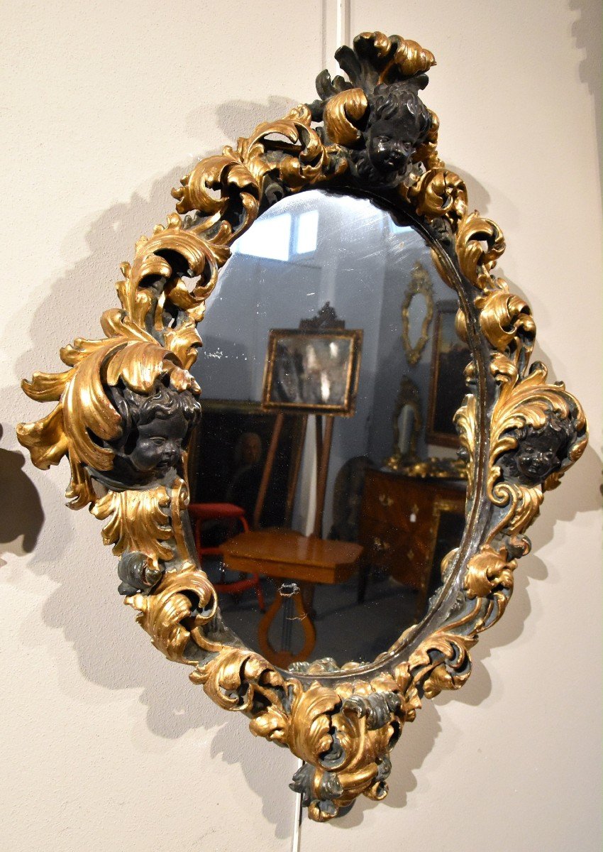 Paire De Grands Miroirs Baroques, Rome Fin XVIIe Siècle -photo-1