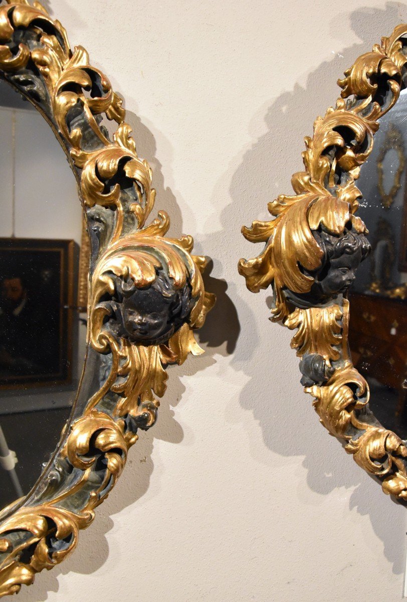 Paire De Grands Miroirs Baroques, Rome Fin XVIIe Siècle -photo-5