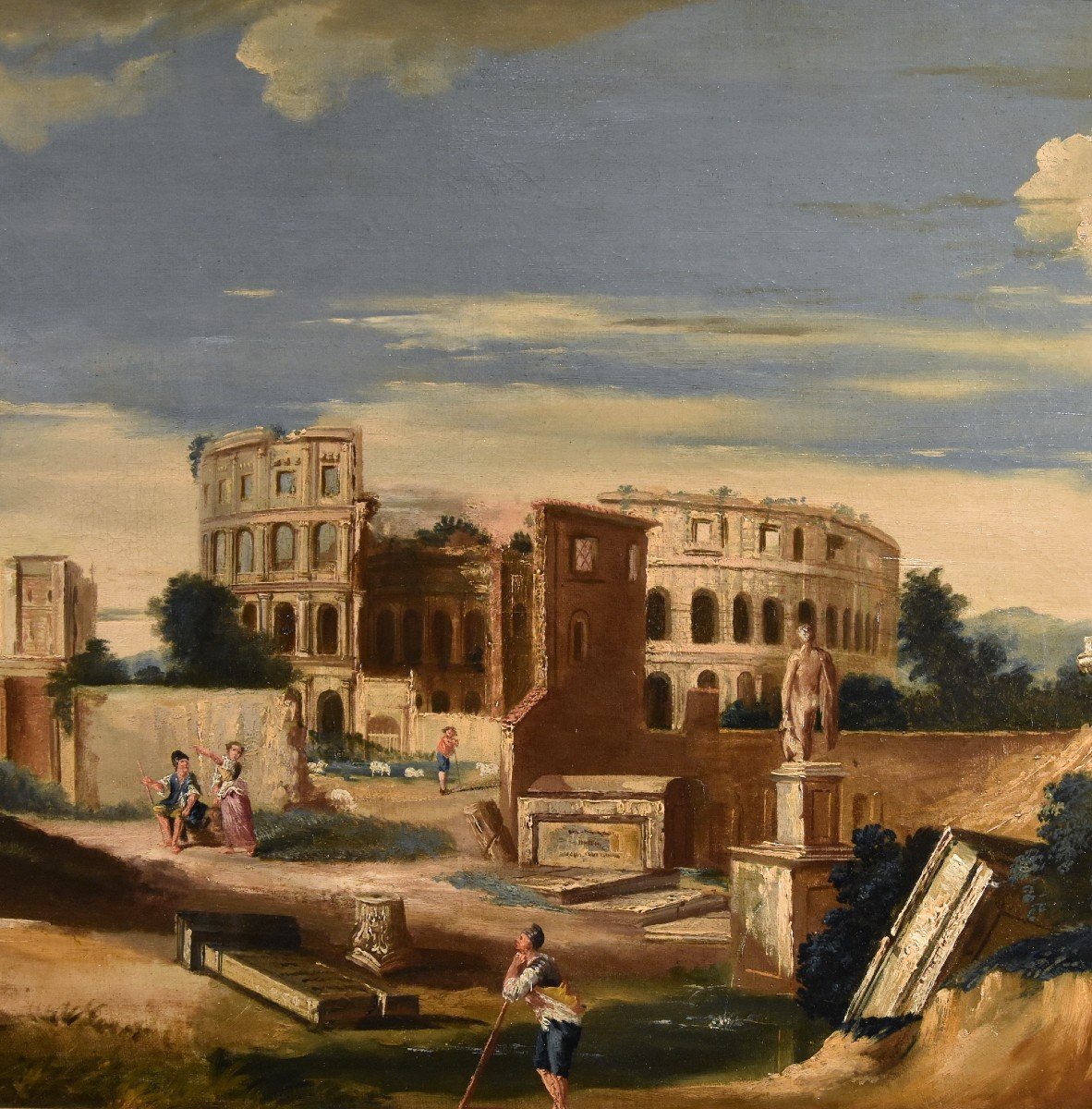 Caprice architectural avec les ruines classiques de Rome, Jacob Fabris (Venise, 1689 - 1761)-photo-5