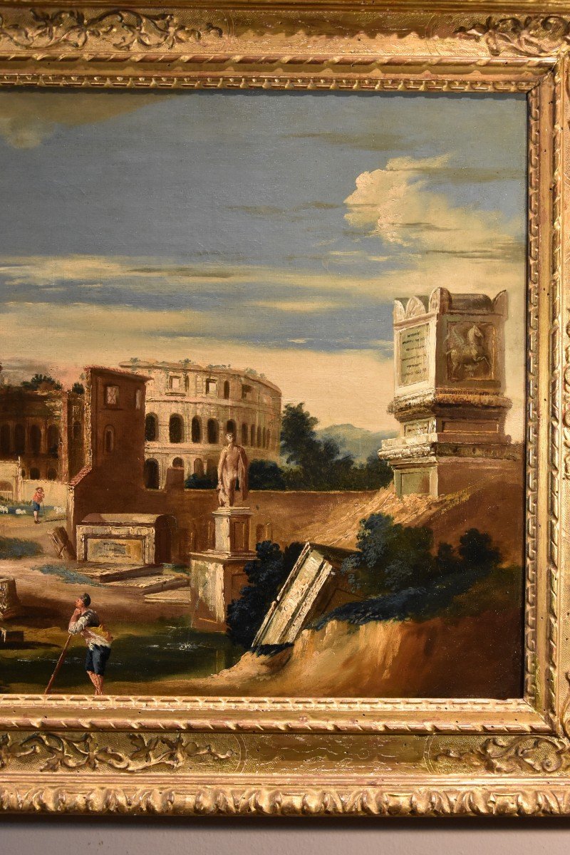 Caprice architectural avec les ruines classiques de Rome, Jacob Fabris (Venise, 1689 - 1761)-photo-6