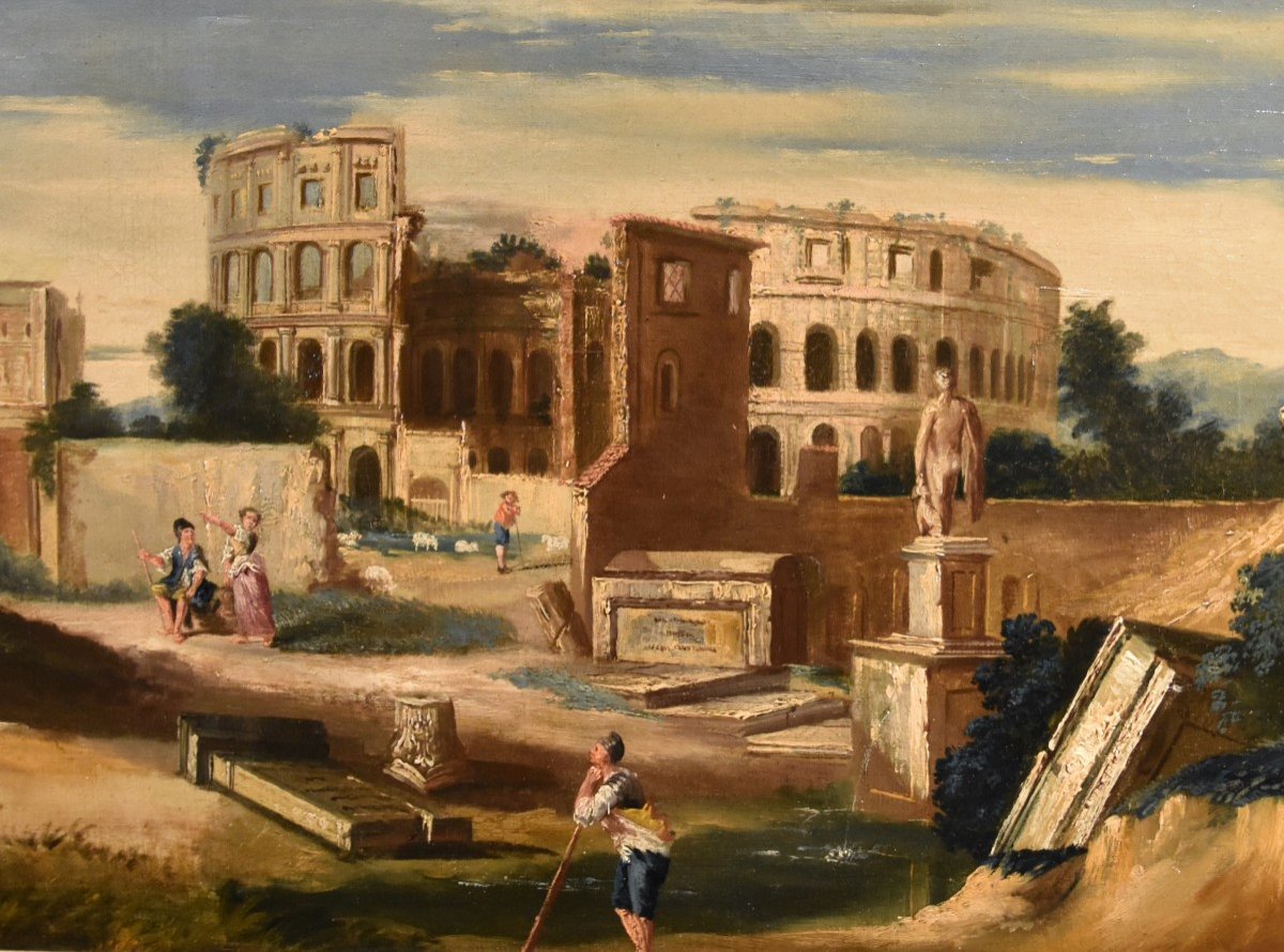 Caprice architectural avec les ruines classiques de Rome, Jacob Fabris (Venise, 1689 - 1761)-photo-7