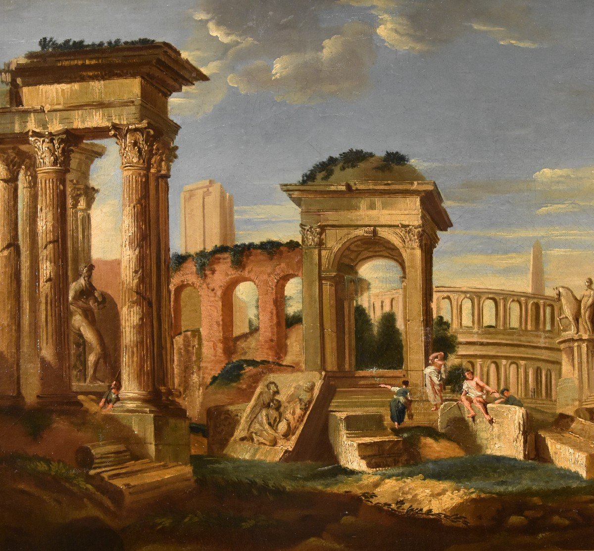 Caprice Architectural Avec Les Ruines Classiques De Rome, Jacob Fabris (venise, 1689 - 1761)-photo-2