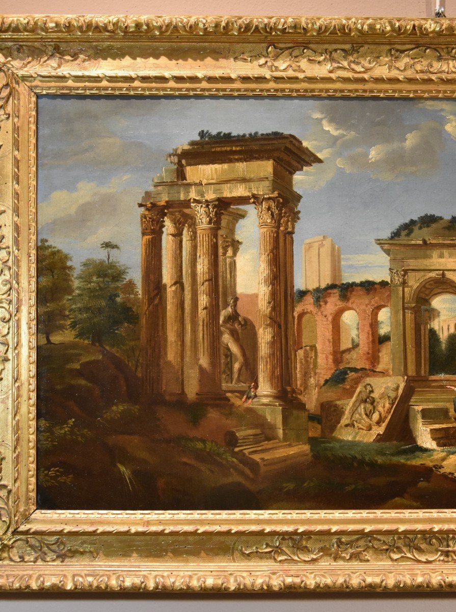 Caprice Architectural Avec Les Ruines Classiques De Rome, Jacob Fabris (venise, 1689 - 1761)-photo-1