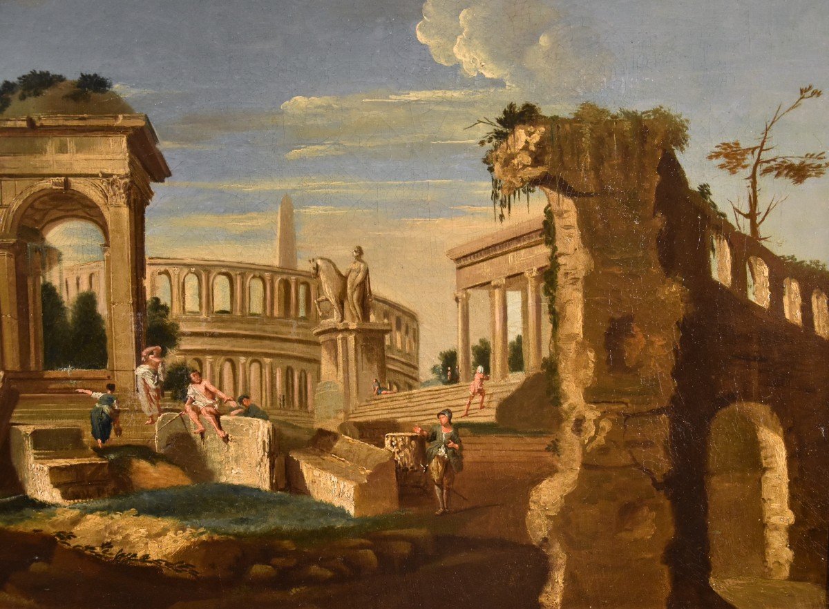 Caprice Architectural Avec Les Ruines Classiques De Rome, Jacob Fabris (venise, 1689 - 1761)-photo-4