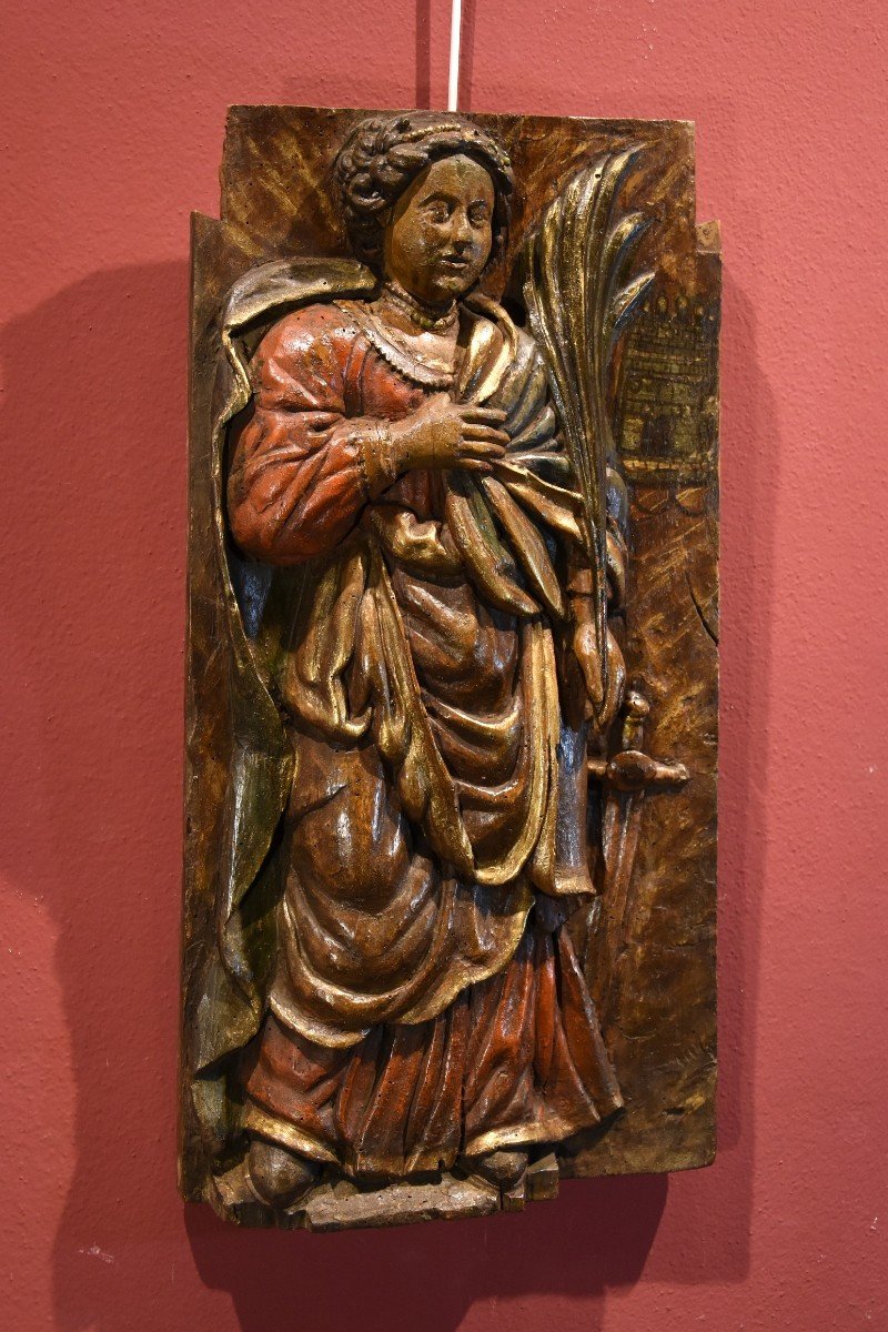High Relief Panel 'saint Barbara',southern France 16th-17th Century-photo-5