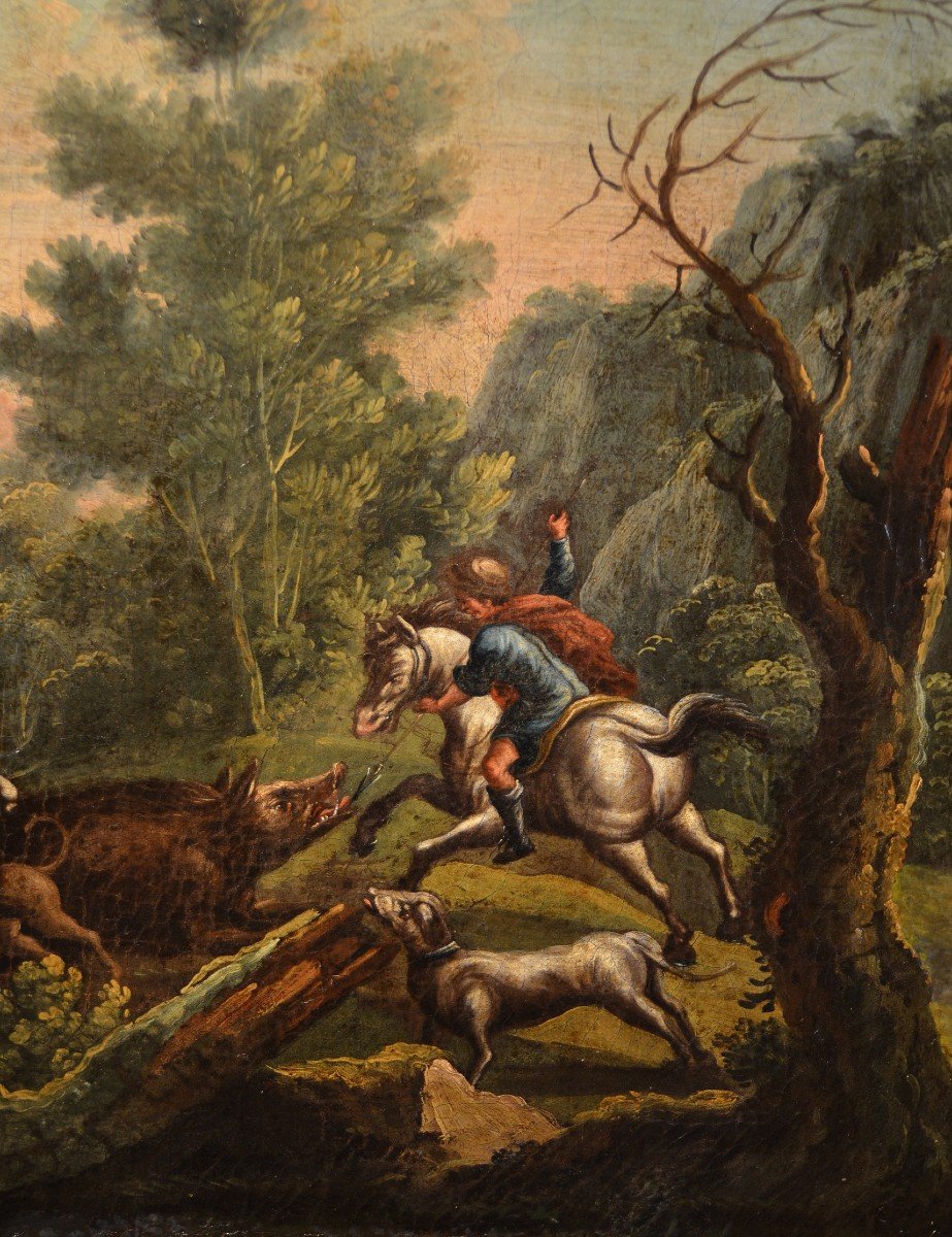 Piedmontese Painter Of The Eighteenth Century,  Hunting Scene And Pastoral Scene-photo-1