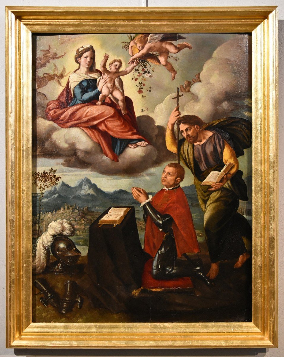 Vierge à l'Enfant, Saint Jacques Et Le Donateur, Ippolito Scarsella (ferrare 1550 - 1620) Ateli-photo-2