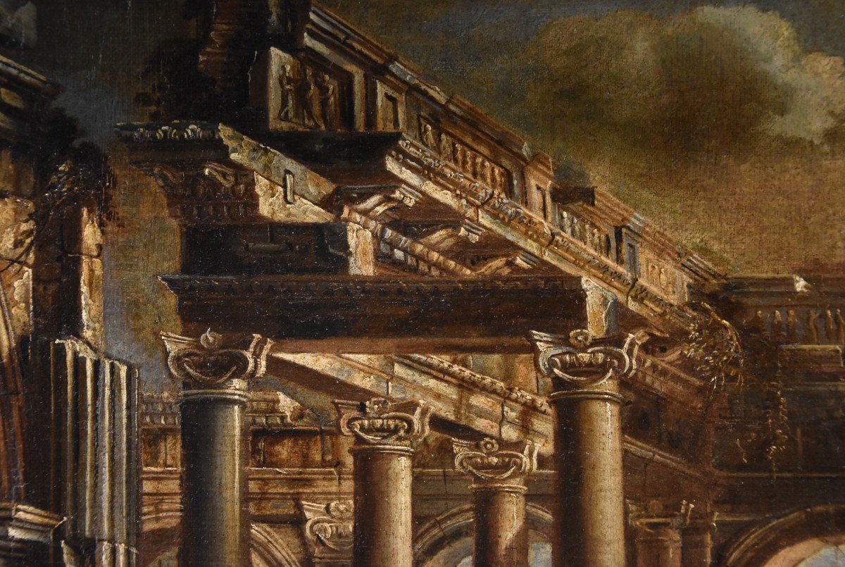 Architectural Capriccio With Classical Ruins, Francesco Battaglioli (modena 1725 - Venice 1796)-photo-5