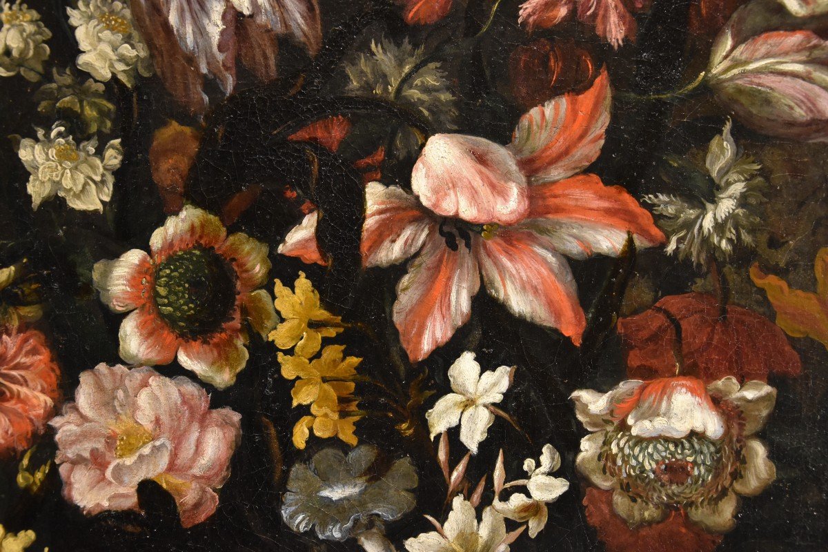 Vase De Fleurs Avec Raccourci Architectural Et Jardins, Antonio Gianlisi II (1677 - 1727)-photo-5